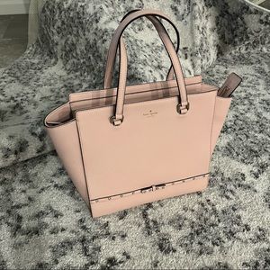 Kate Spade Tote, pale pink,  ID and credit card holder, detachable gold chain.